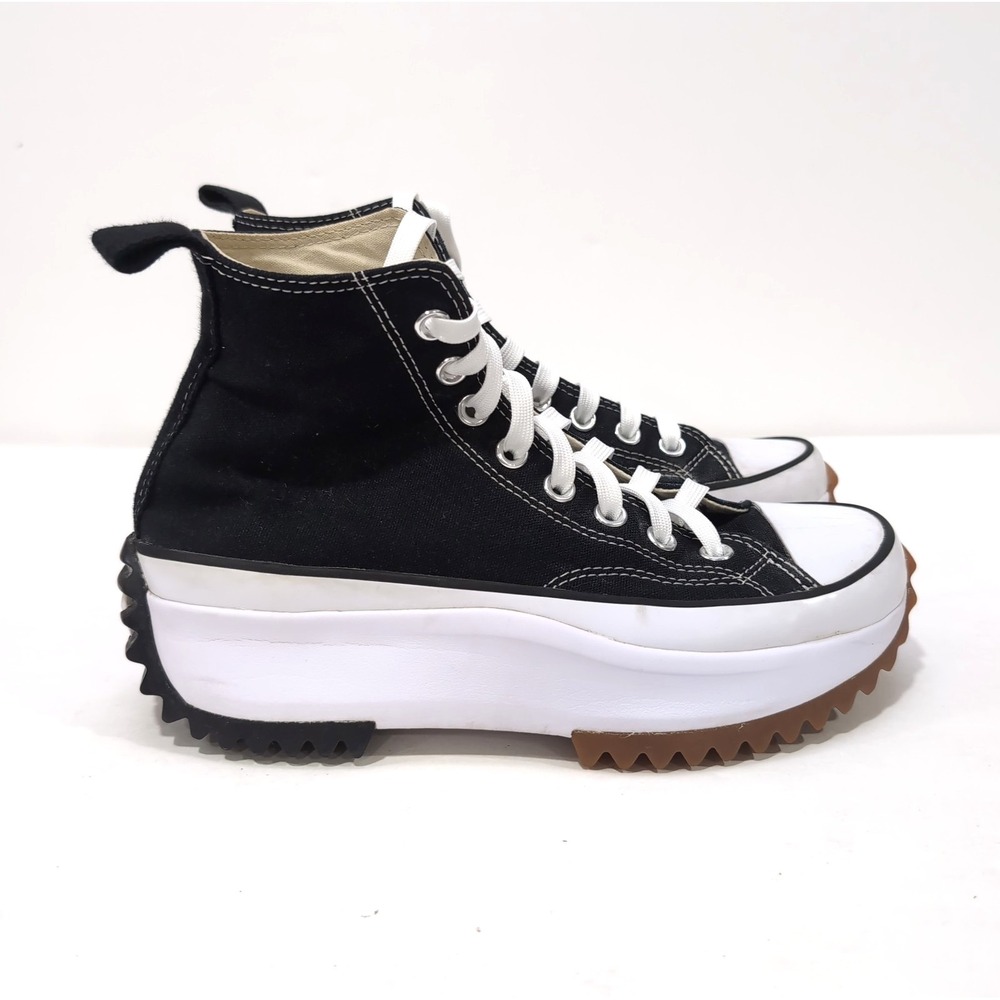 Converse Run Star Hike High Top Platform Sneakers Womens 8.5 Mens 7 Black White - Picture 2 of 16